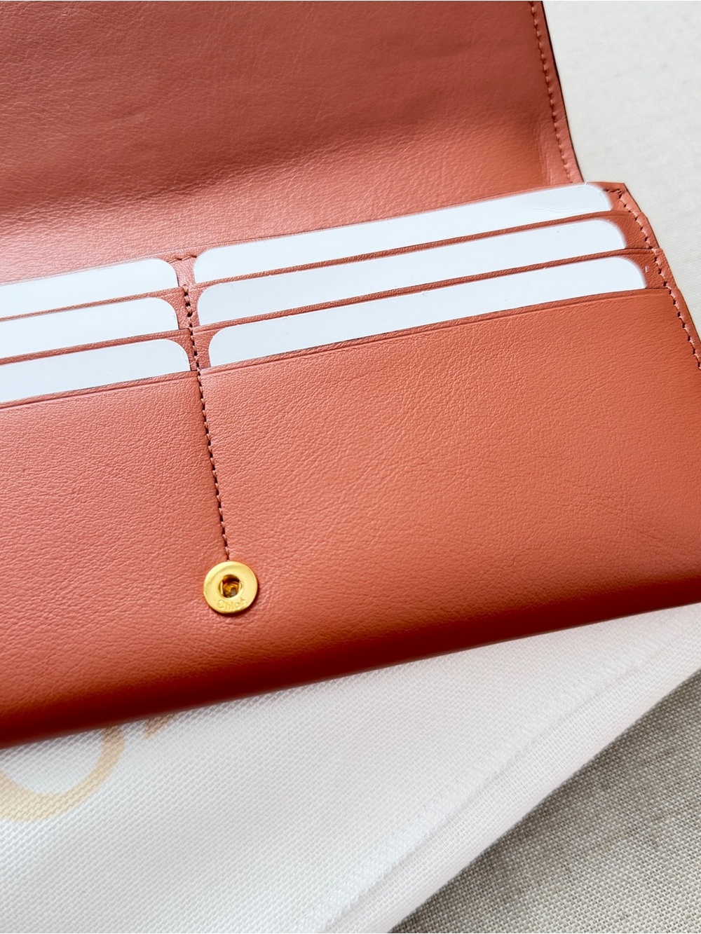 Chloé Cognac Leather Wallet with Signature Gold Ring - Picture 8 of 16